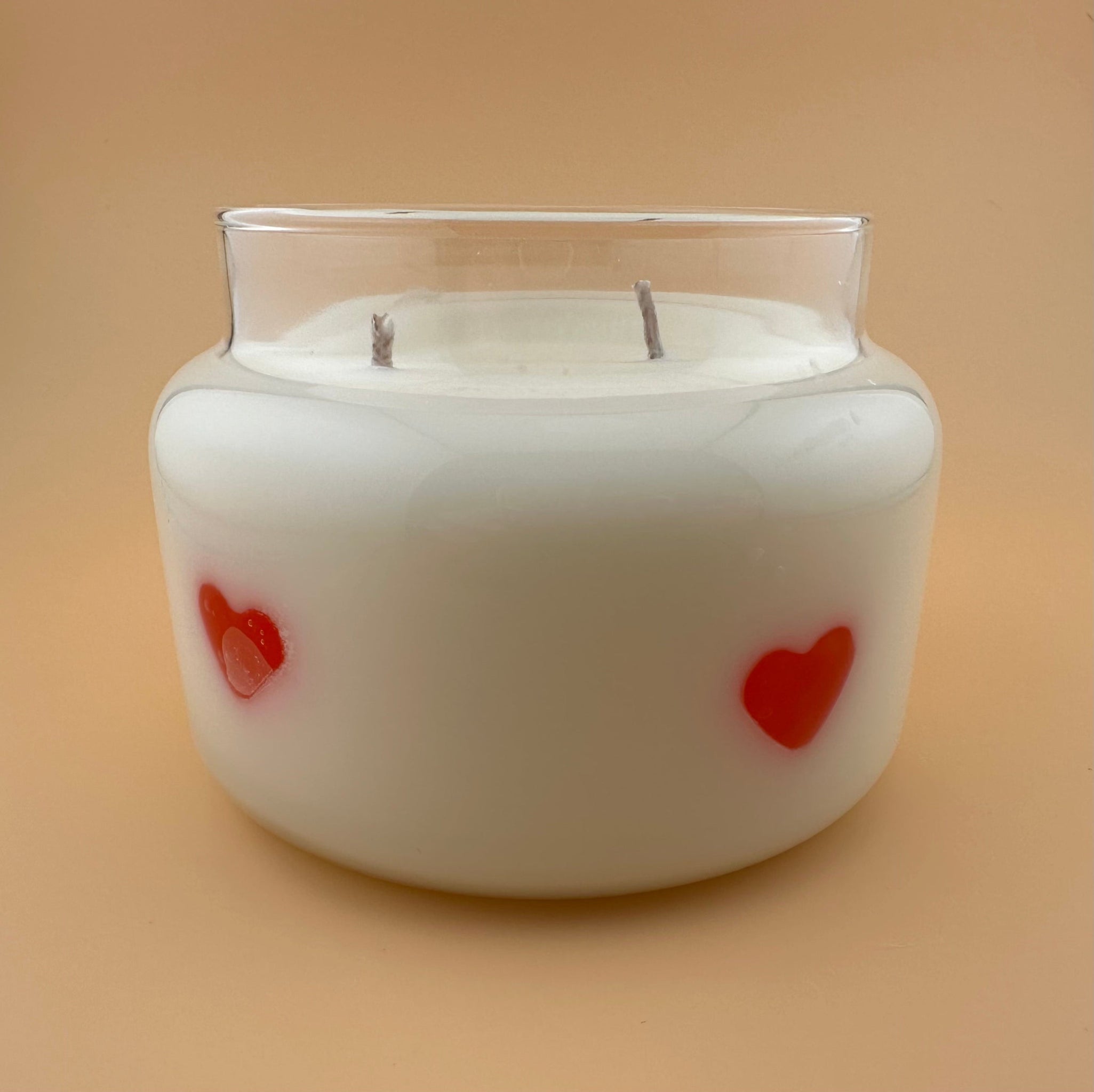 Jelly Hearts Large Apothecary Glass Soy Wax Candle With Gold Lid