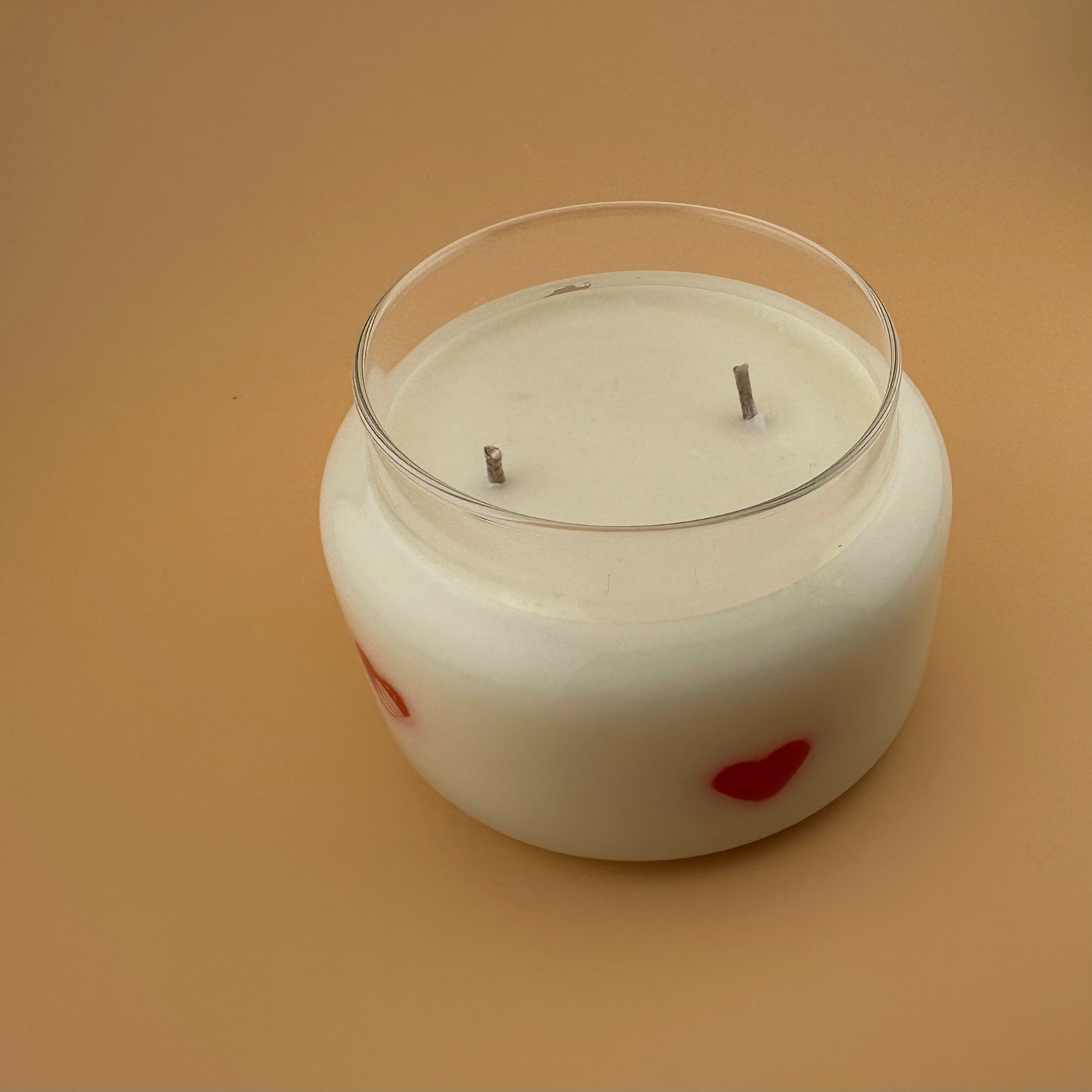 Jelly Hearts Large Apothecary Glass Soy Wax Candle With Gold Lid