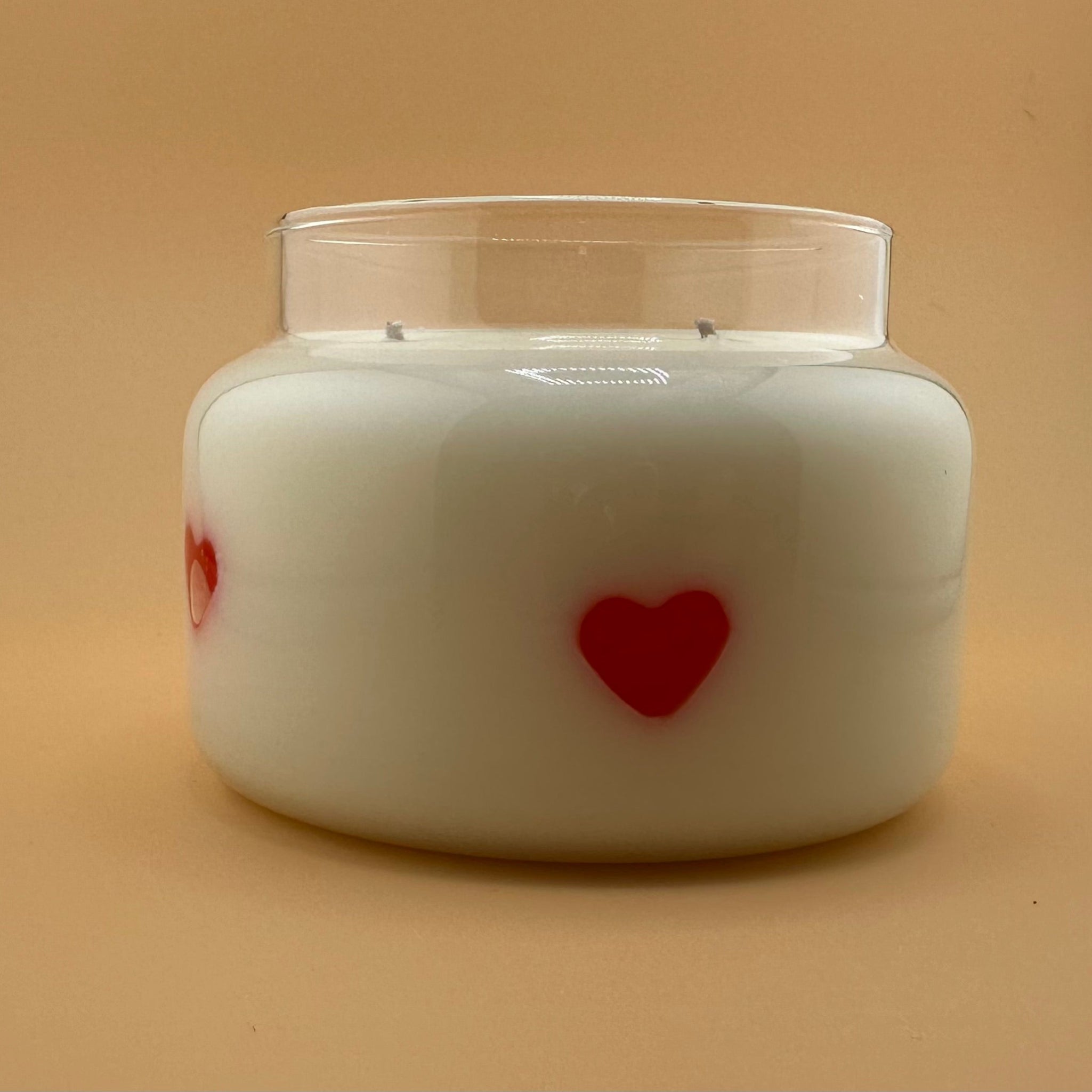 Jelly Hearts Large Apothecary Glass Soy Wax Candle With Gold Lid