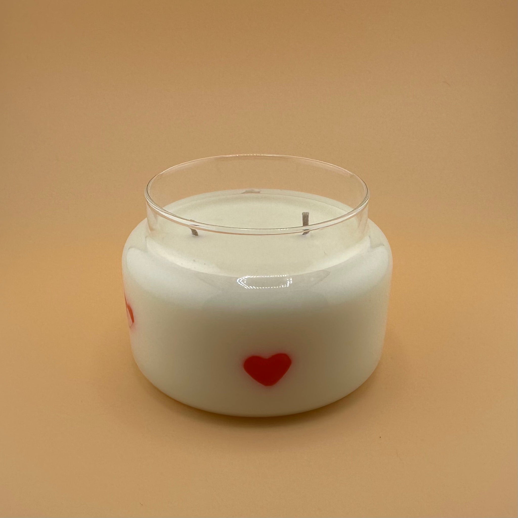 Jelly Hearts Large Apothecary Glass Soy Wax Candle With Gold Lid