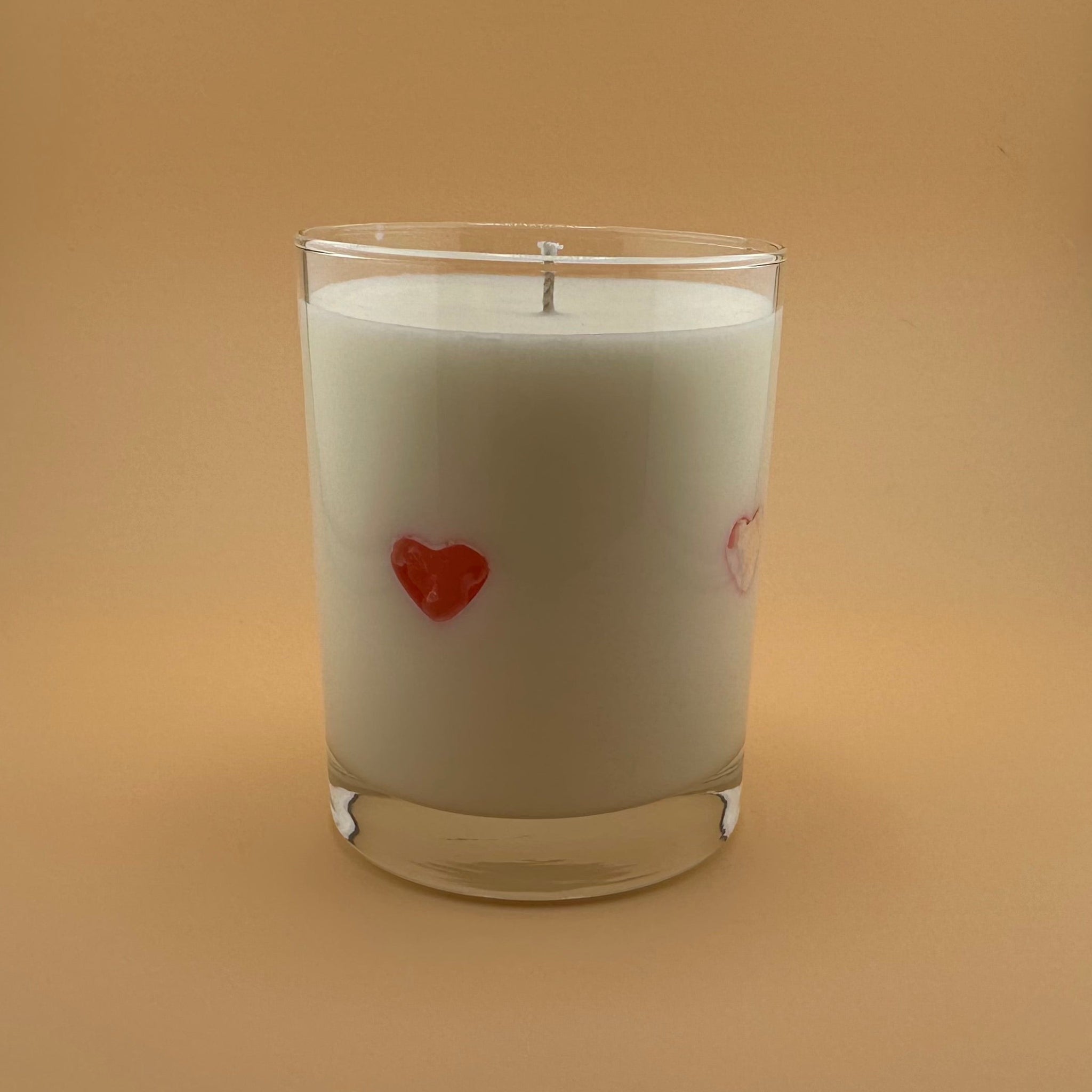 Jelly Hearts Large Weighted Glass Tumbler Soy Wax Candle With Gold Lid